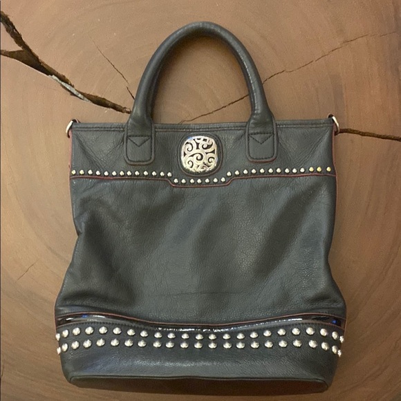 Brighton Black Leather Studded Bag - Picture 1 of 11